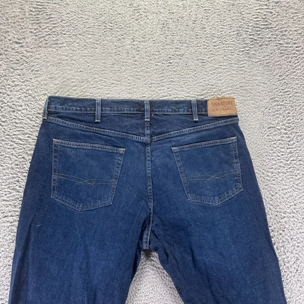 Signature by Levi's Jeans Mens 40x30 Blue Cotton Denim Straight Relaxed Stretch